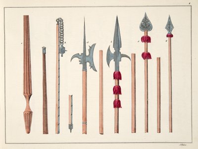 ランス、スピア、ハルバード、パルチザンは、「騎士道の発展と習慣の歴史」、フランツコッテンカンプ博士によるカールホフマン発行、1842年のプレートです。 作： Friedrich Martin von Reibisch